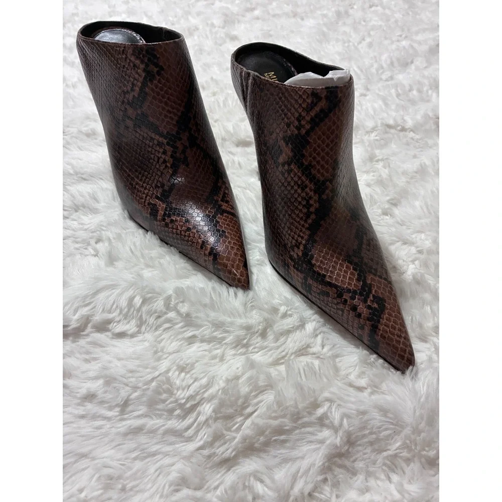 Michael Kors Brown Snakeskin Leather Mules Pointed Toe 9.5M NWT $179